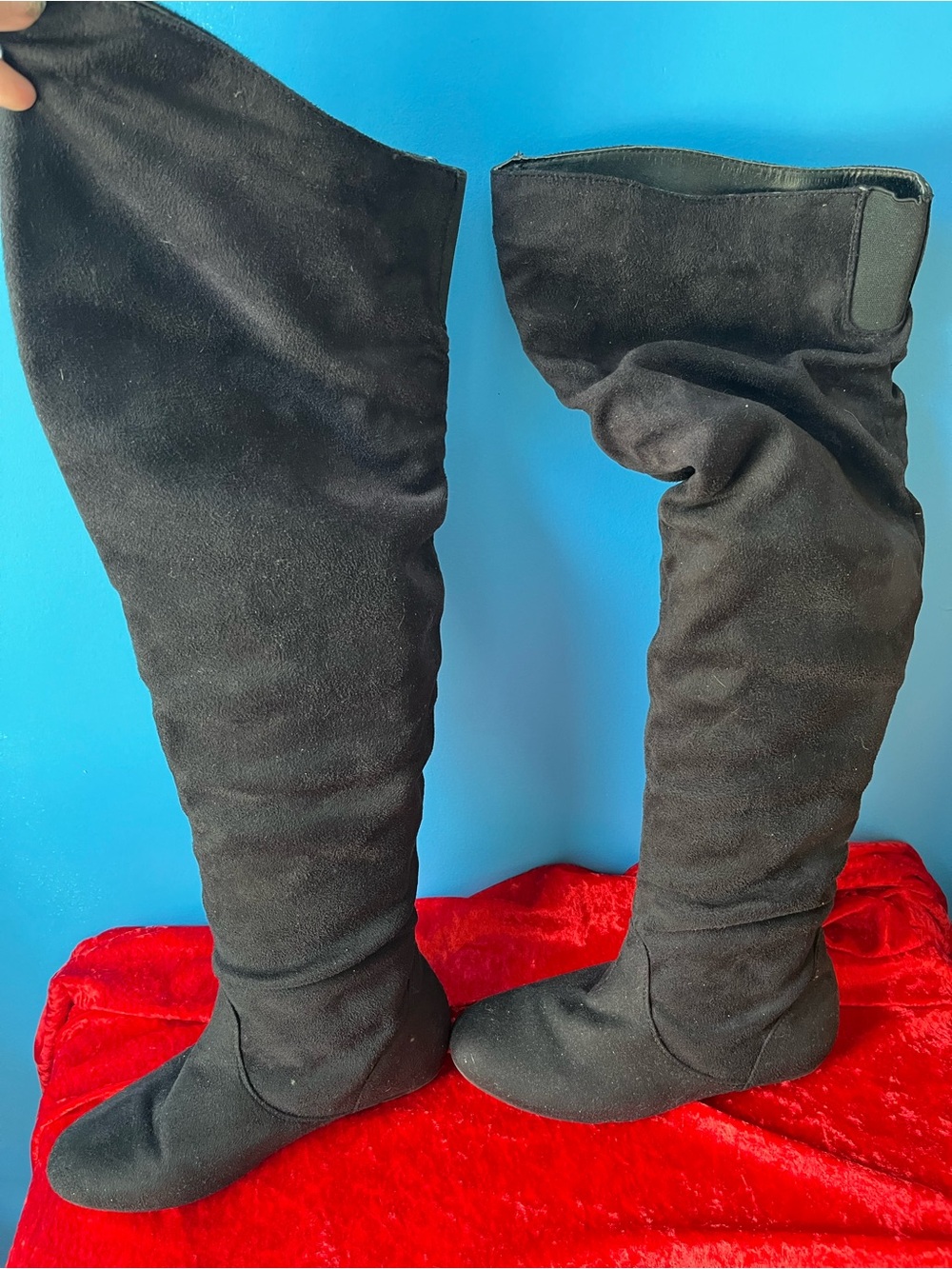 Women’s Black Over-the-Knee Boots - Classic Suede Look